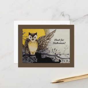  Night Owl Wing on Branch Moon Briefkaart
