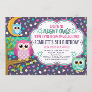 Night Owls Sleepover Invitation de fête d'annivers