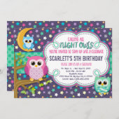 Night Ows Sleepover Anniversaire Fête Invitation (Devant / Derrière)