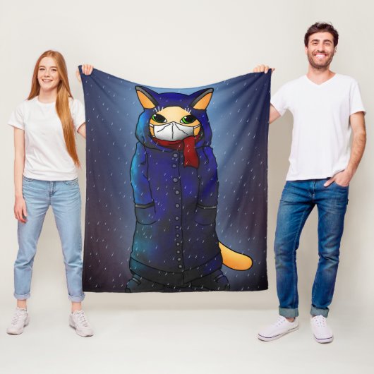 Night Rain Face Mask Cat Fleece Deken (In situ)