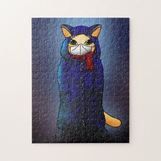 Night Rain Face Mask Cat Legpuzzel (Verticaal)
