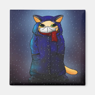 Night Rain Face Mask Cat Magneet