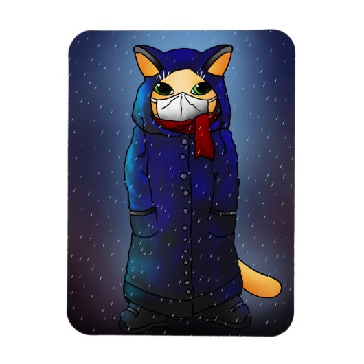 Night Rain Face Mask Cat Magnet Magneet (Verticaal)