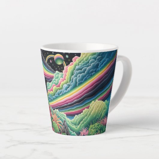 Night Rainbow Crow Latte Mok (Rechterhoek)