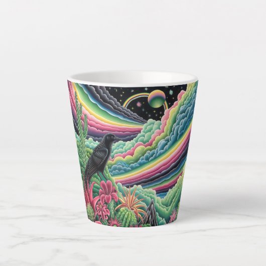 Night Rainbow Crow Latte Mok (Voorkant)