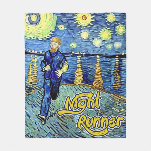 Night Runner Sterrennacht Fleece Deken (Voorkant)