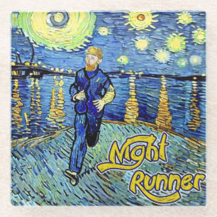 Night Runner Sterrennacht Glazen Onderzetter