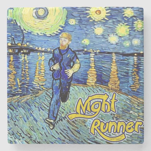 Night Runner Sterrennacht Stenen Onderzetter (Voorkant)