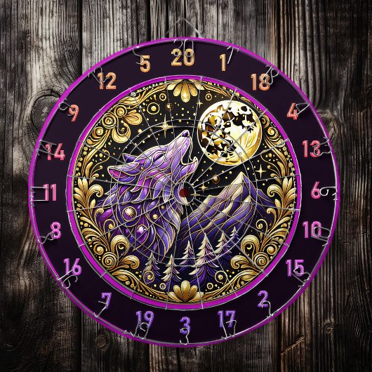 Night’s Majesty: Paarse Wolf Stare Dartbord
