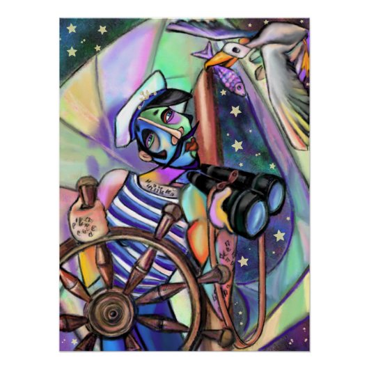 Night Sailing Captain Poster Perfect Poster (Voorkant)