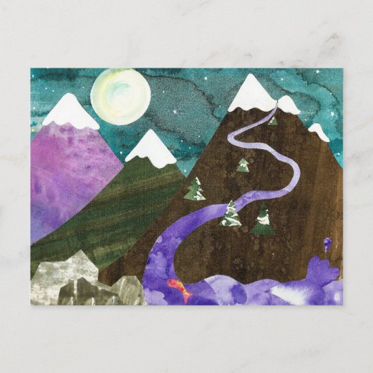 Night Sangen Mountains Briefkaart (Voorkant)