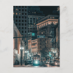 Night Scene of Street Car on Canal Street Briefkaart