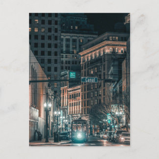 Night Scene of Street Car on Canal Street Briefkaart
