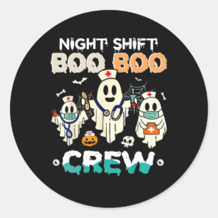Night Shift Boo Crew Verpleegster Ghost Halloween Ronde Sticker