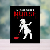 Night Shift Nurse Funny Halloween Classic T-shirt Acryl Bord (Neutraal)