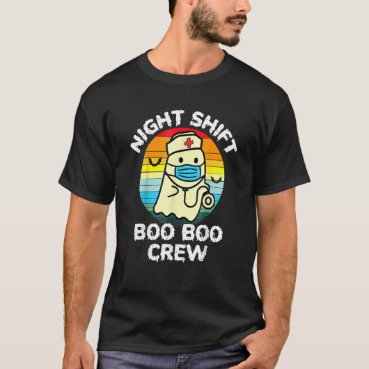 Night Shift Nurse Ghost Boo Boo Crew  Halloween T-shirt (Voorkant)