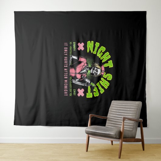 Night Shift Nurse - Nationale Nurse Week Gift Idee Wandkleed (In Situ (horizontaal))