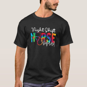Night Shift Nurse Squad Watercol Love Stethoscope T-shirt