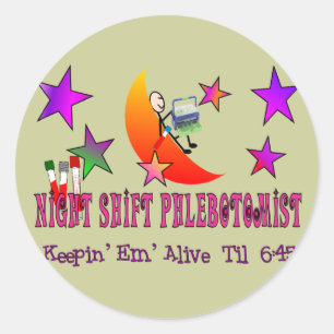 NIght Shift Phlebotomist T-Shirts en Gifts Ronde Sticker
