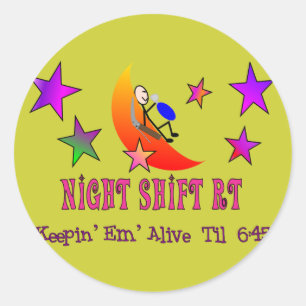 Night Shift RT MOON Stick Man Ronde Sticker