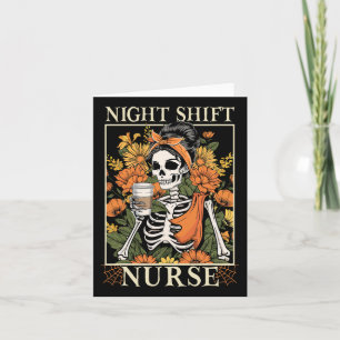 Night Shift Zurse Skeleton Halloween Rn Verpleegku Kaart