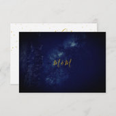 Night Sky Blue Gold Monogram RSVP (Voorkant / Achterkant)