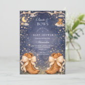 Night Sky Boots And Bows Baby Shower Kaart (Staand voorkant)