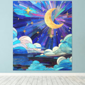 Night Sky - digitaal kunstmozaïek Canvas Afdruk (Insitu (Houten vloer))
