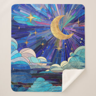 Night Sky - digitaal kunstmozaïek Sherpa Deken
