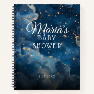 Night sky Gold foil stars Baby shower Gastenboek Notitieboek