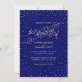 Night Sky Gold Stars Fancy Faire-part de mariage (Devant)