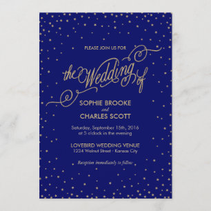 Night Sky Gold Stars Fancy Faire-part de mariage