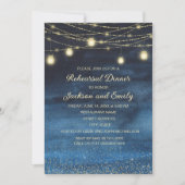 Night Sky Gold String Lights Rehearsal Dinner Kaart (Voorkant)