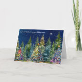 Night Sky Kerstboom Bos Vakantie Kaart (Voorkant)