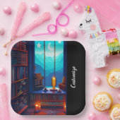 Night Sky Library Square Papieren Bordje (Feest)