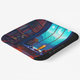 Night Sky Library Square Papieren Bordje