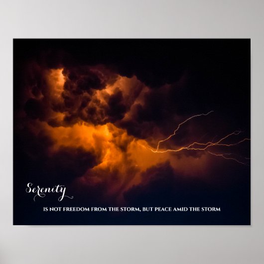 Night Sky Lightning Inspirerend Serenity Quote Poster (Voorkant)