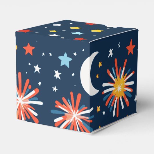 Night Sky met kleurrijke voetzoekers en sterren Bedankdoosjes (Achterkant)