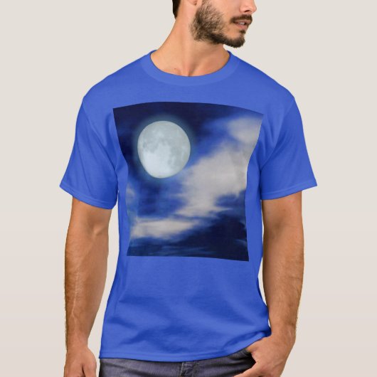 Night Sky met Moon en Clouds T-shirt (Voorkant)