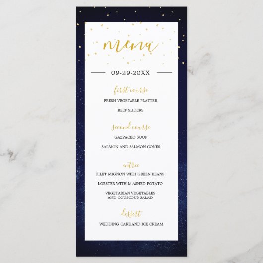 Night Sky Modern Elegant Wedding Menu (Voorkant)