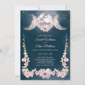 Night Sky Moon Phases Pink & Blue Handfasting Invi Kaart (Voorkant)