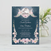 Night Sky Moon Phases Pink & Blue Handfasting Invi Kaart (Staand voorkant)