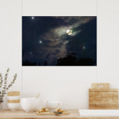Night Sky Moon Stars Fotograhy Print (Keuken)