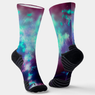 Night Sky Neon Lights Athletic Crew Sock Sokken