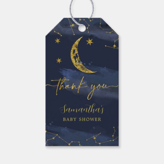 Night Sky Over het Baby shower Moon Dank u Label Cadeaulabel (Voorkant)