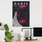Night Sky Paris Eiffel Tower Poster (Thuiskantoor)