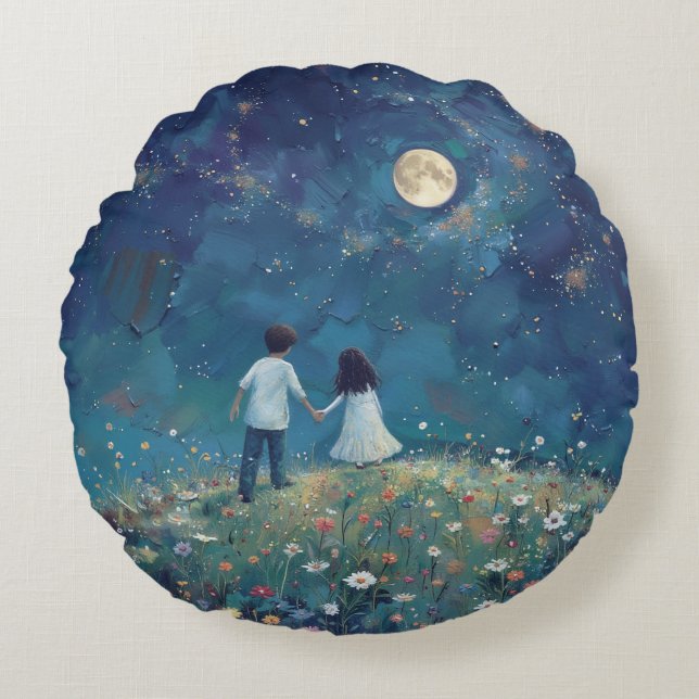 Night Sky Round Pillow Rond Kussen (Voorkant)