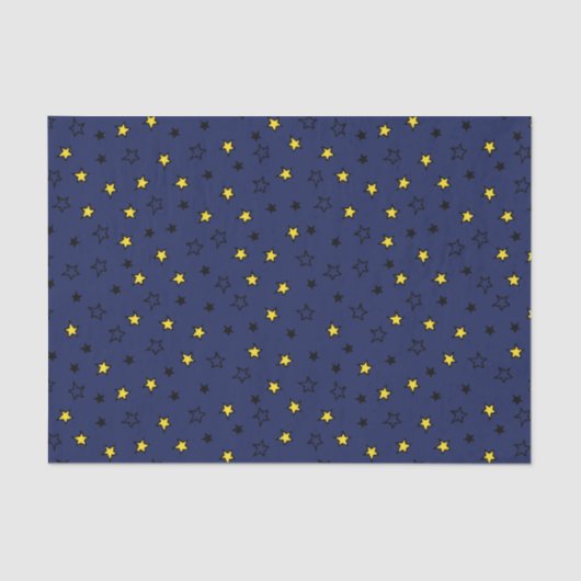 Night Sky Schattige Yellow Stars op Navy Blue Patt Tissuepapier (Voorkant)