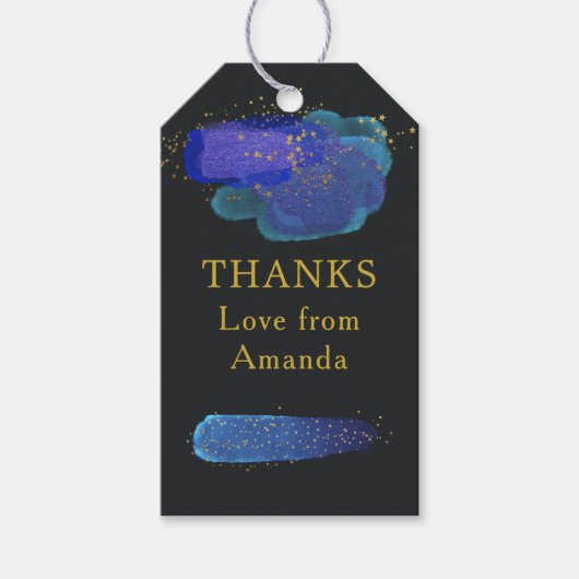 Night Sky Space Stars Fantasy Party Dank je wel Cadeaulabel (Voorkant)