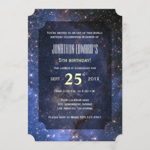 Night Sky/Space Theme Birthday Party Uitnodiging